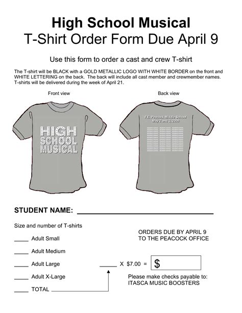 T Shirt Design Order Form Template
