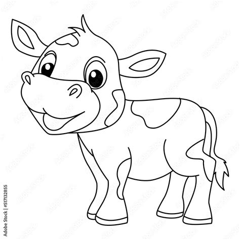 Cute Cow Cartoon Coloring Page Illustration Vector For Kids Coloring