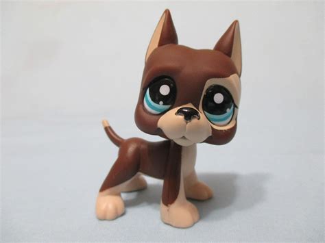 Littlest Pet Shop Great Dane Dog 817 Brown And Cream Blue Dot Eyes Lps