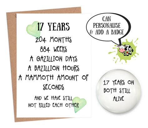 17th Anniversary Card Funny Personalised Wedding Anniversary Funny