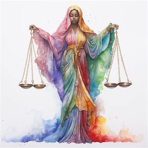 Premium Ai Image Watercolor African American Lady Of Justice Libra