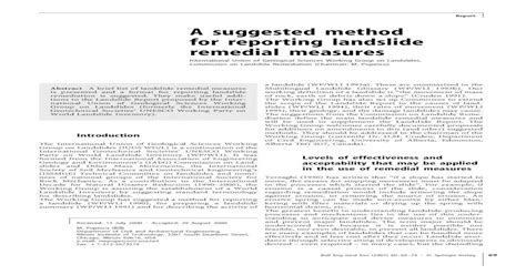 A Suggested Method For Reporting Landslide Remedial Measures Pdf