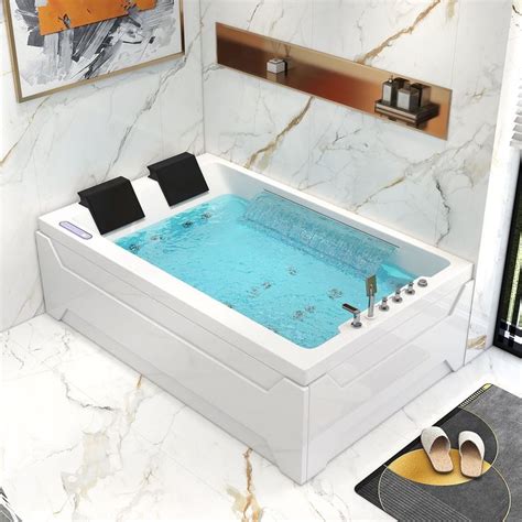 Free Shipping On 73 Led Acrylic Whirlpool Water Massage Double Waterfall 3 Sided Apron Bathtub