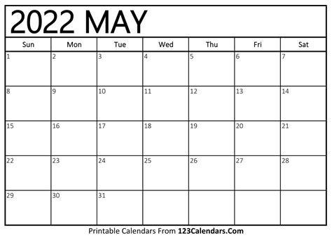 Free Printable May 2022 Calendars Wiki Calendar May 2022 Calendars 25