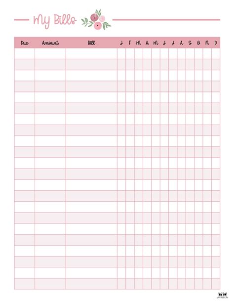 Monthly Bill Organizers 18 Free Printables Printabulls