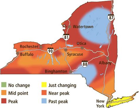 Map Of Fall Foliage Across New York Week Of October 18