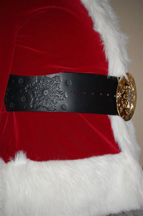 4 Black Leather Santa Belt With Snowflakes Etsy