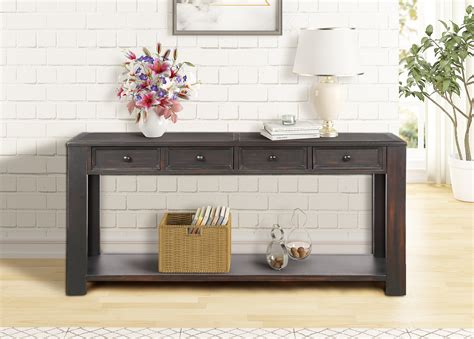 Check spelling or type a new query. 64'' x 15'' x 30'' Tall Wood Console Table with 4 Storage ...