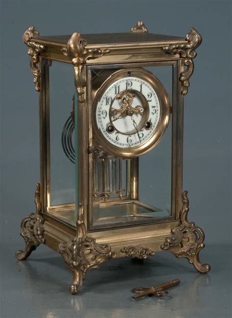 French Design Brass Mantle Clock With Open Escapement Moveme