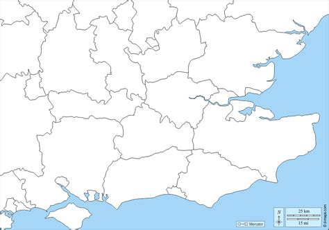Blank Map Of South East England