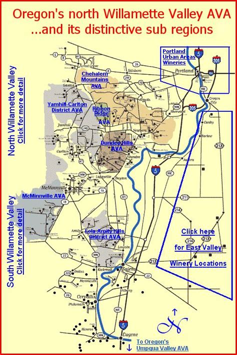 Overview Map To The Wineries Of Oregons Willamette Valley Wine Regions
