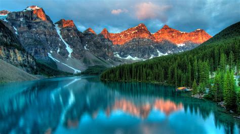 Download Wallpaper 1366x768 Mountains Lake Reflection Trees Tablet