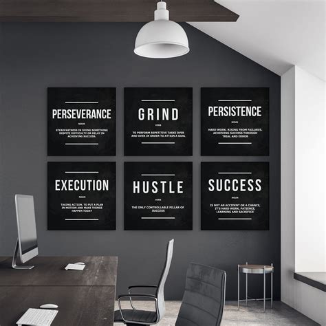Motivational Canvas Prints Modern Office Decor Inspirational Quotes Definitions Bundle 6 Piece