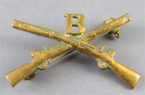 Vintage Crossed Rifles Brass Pin Us Army Infantry Company B Military