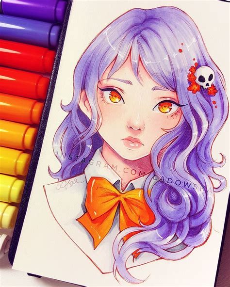 Violet By Ladowska On Deviantart Anime Girl Drawings Copic Marker