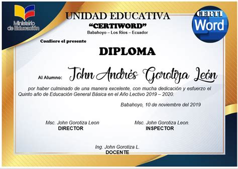 Diploma Modern Editable En Word Certificados E Imprimibles En Word