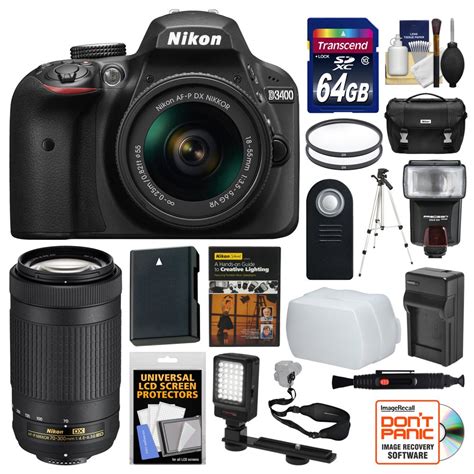 Nikon D3400 Digital Slr Camera And 18 55mm Vr And 70 300mm Dx Af P Lenses