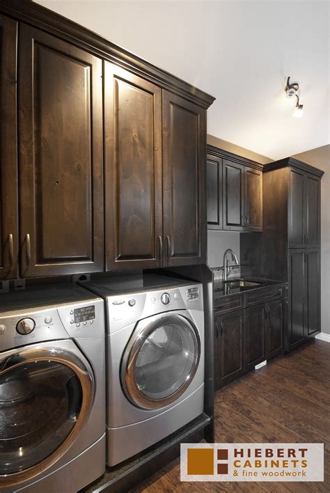 Dark stained knotty alder cabinets. Dark stained Knotty Alder laundry cabinets | Alder kitchen ...