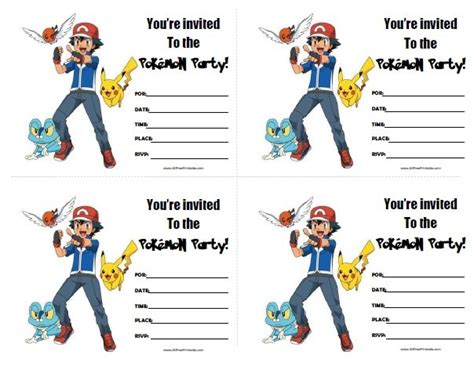 Pokemon Birthday Party Invitations Printable Free Printable Templates