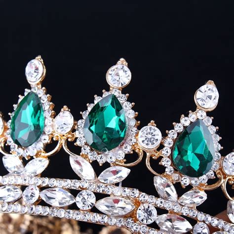 Corona De Lujo Cristal Verde Dorado Princesa Xv Años Enviogr Mercado