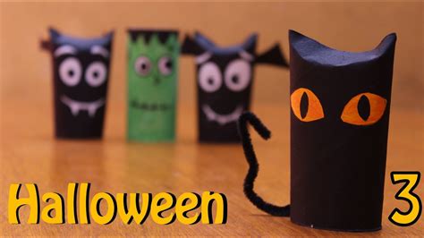 Trabalhos Manuais Halloween Com Rolos De Papel Higiénico - Gatinho de rolinho de papel higiênico - Halloween - Dia das Bruxas com