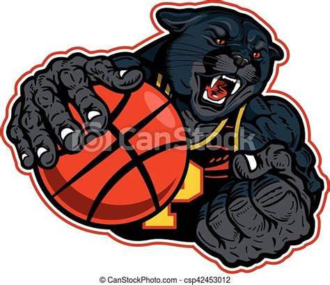 Vector Clip Art Of Panther Basketball Muscular Panther Basketball
