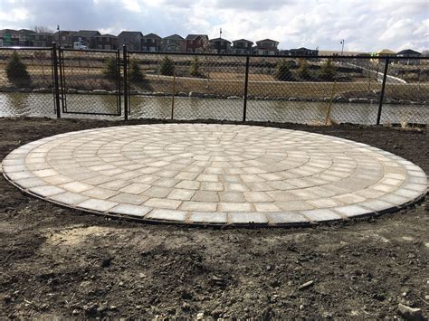 Roman Paver Circle Patio Rocky View Yards Landscaping