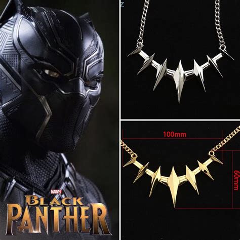 Black Panther Collar Choker Gold Necklace Wakanda Pendant Movie Cosplay Blackpanther Marvel