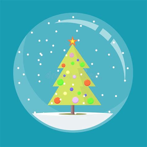 Vector Illustration Of Snow Globe With Christmas Tree Inside Stock