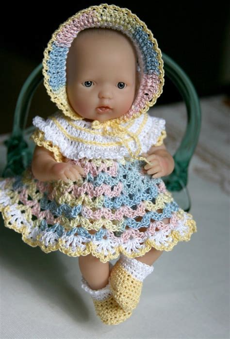Pdf Pattern Crochet 75 8 Inch Baby Doll Ruffled Yoke Dress Etsy