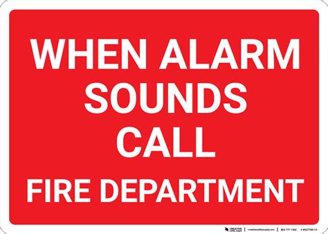 When Alarm Sounds Call Fire Department Red Landscape Wall Sign