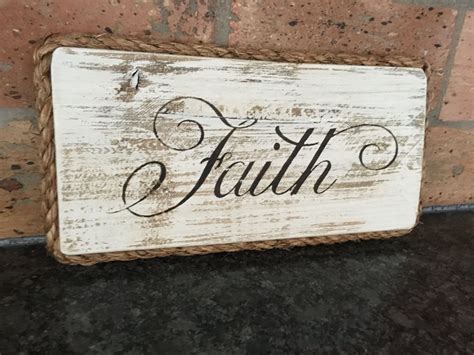 Faith Plaque Stenciled On Reclaimed Wood With Sisal Rope Faith Sign