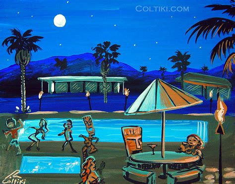 Palm Oasis Pool Painting by Coltiki Art