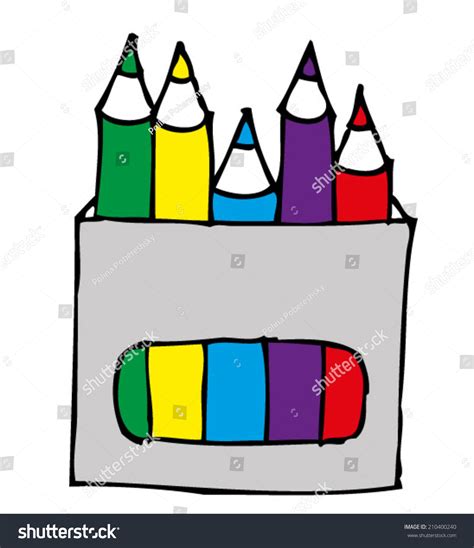 Set Of Colored Pencils In A Box Stock Vector 210400240 Shutterstock