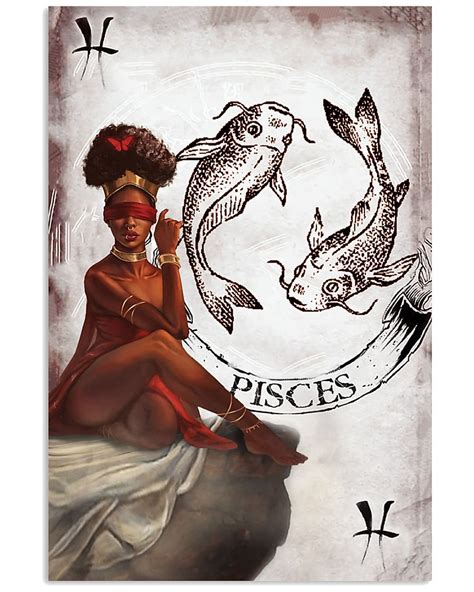 Pisces Zodiac Black Girl Twall Decor Wall Art Poster Etsy