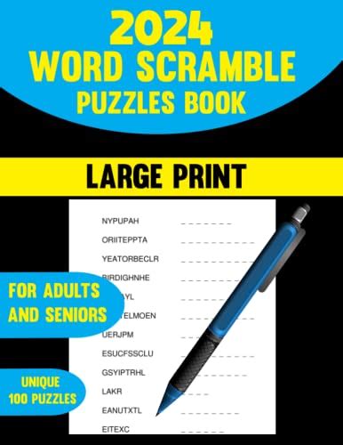 2024 Large Print Word Scramble Puzzles Book For Adults And Seniors