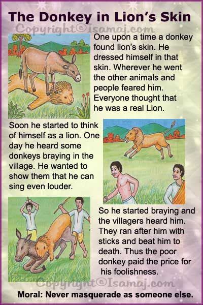Moral Stories The Donkey In Lions Skin English Stories For Kids