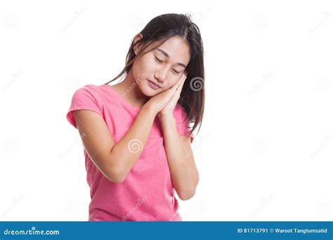 Beautiful Young Asian Woman With Sleeping Gesture Stock Image Image
