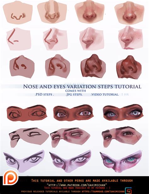 Nose And Eyes Variation Step By Step Video Tutorial Pack Term 45