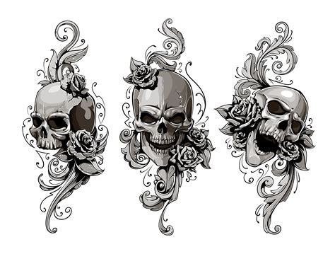 Fox Skull Sketch Skulls With Floral Patterns 284323 Vector Art At