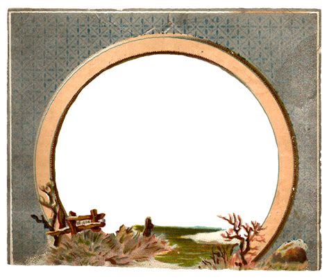 Antique Images Free Digital Circle Frame With Winter Clip Art Of