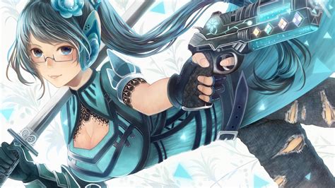 Anime Glasses Guns Anime Girl Sword Wallpaper Anime Wallpaper Better