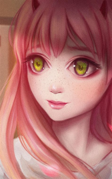 800x1280 Cute Anime Girl Pink Hairs Red Eyes Nexus 7samsung Galaxy Tab
