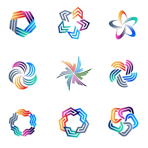 Gambar Kumpulan Logo Abstrak Dengan Warna Gradasi Gradien Rancangan