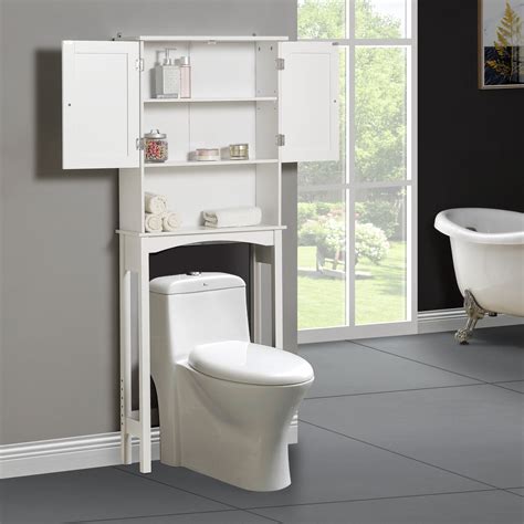 Bathroom Above Toilet Cabinet White MDF Storage Cabinet Bathroom Storage Space Saver With