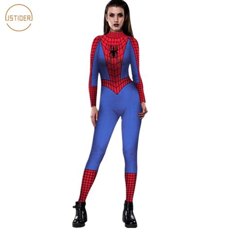 buy istider spiderman costume 3d print red blue spider man bodysuit for