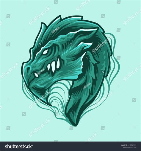 Green Dragon Head Vector Illustration Stock Vector Royalty Free