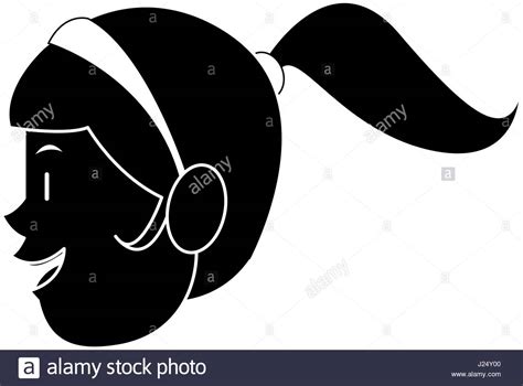 Young Woman With Flotating Ponytail Icon Image Stock Vector Image And Art