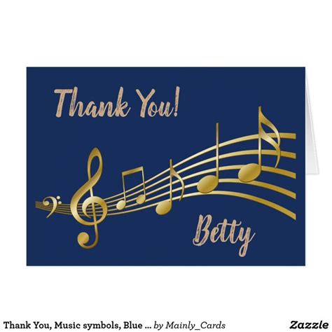 Thank You Music Symbols Blue Greeting Card Music Symbols Cards