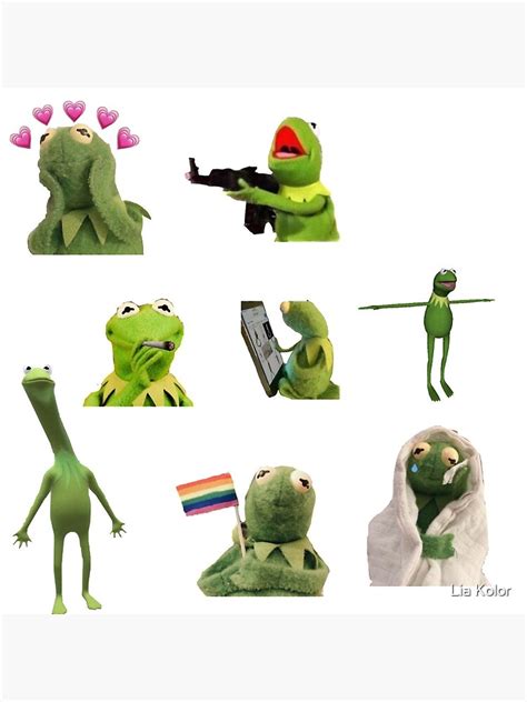 Kermit Meme Sticker Set Pin By Liushgirl Redbubble